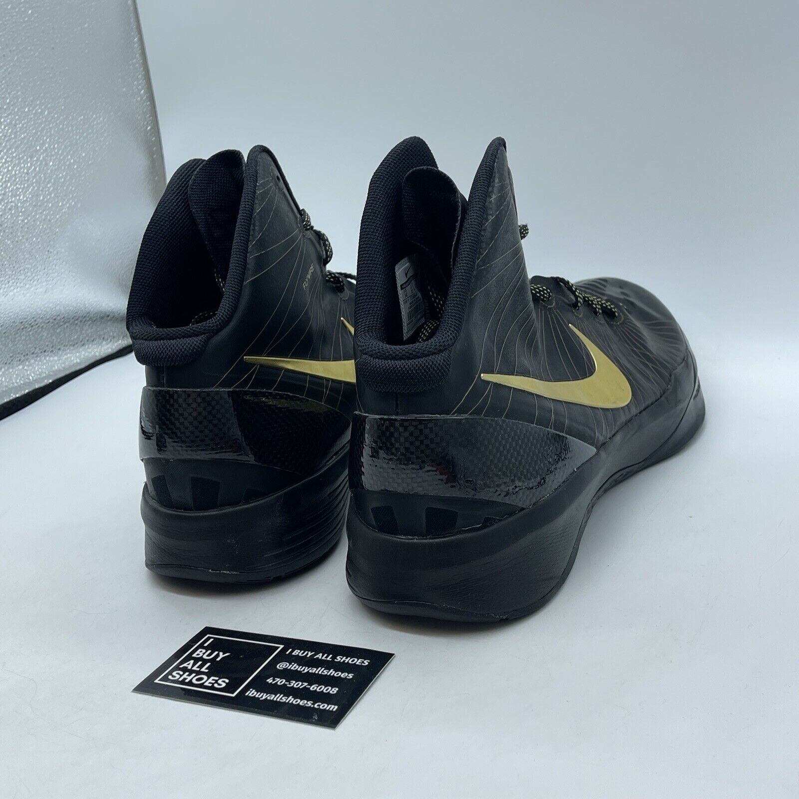 Size 14 - Nike Zoom Hyperdunk Elite Away Black Gold Suede Leather (511369-001)