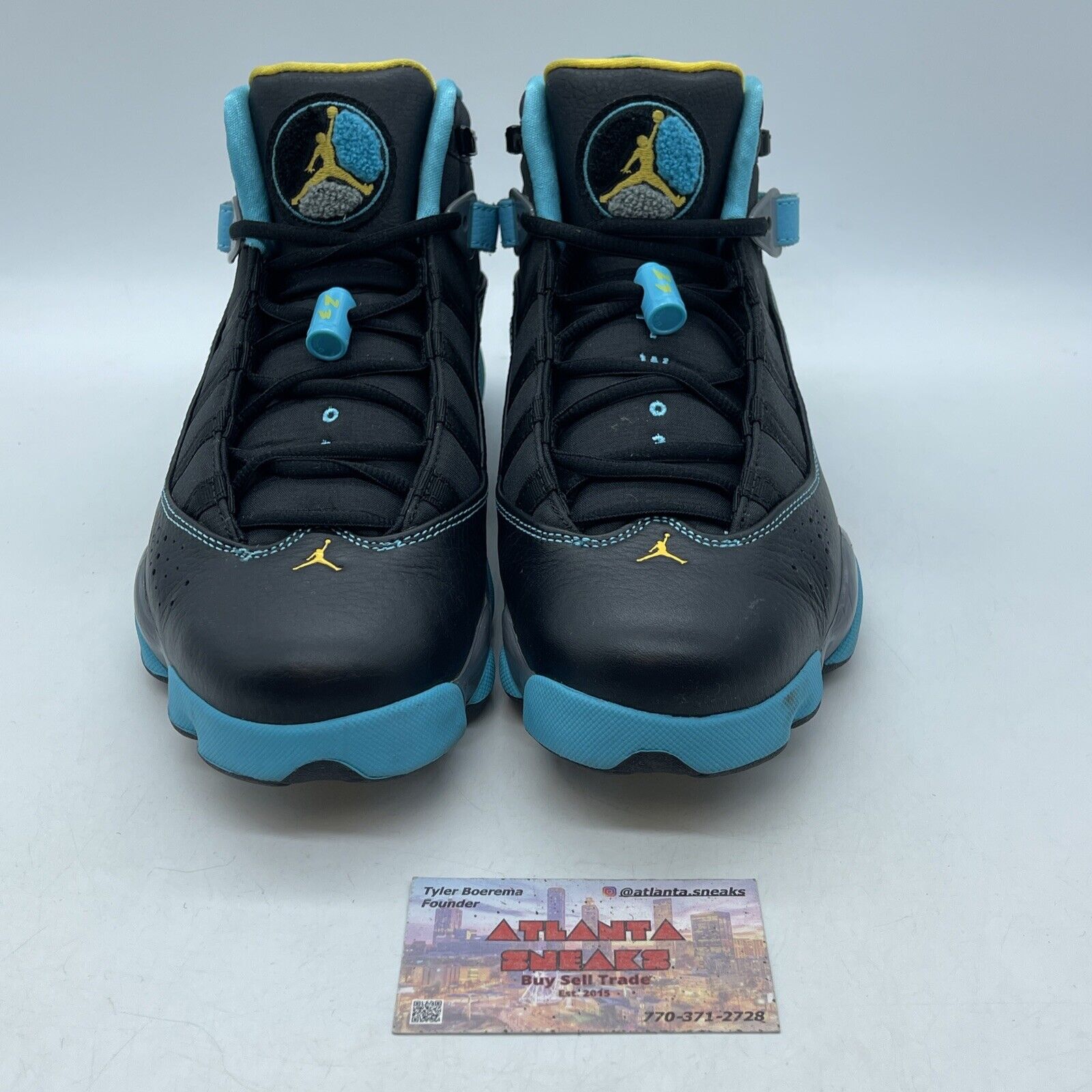 Size 8.5 - Jordan 6 Rings Hornets Black Grey Yellow Suede Leather (322992-089)