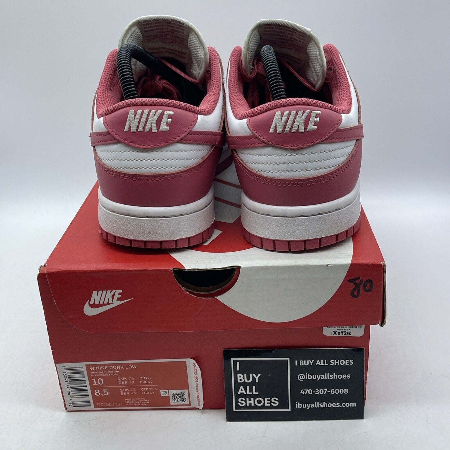 Size 10W - Nike Dunk Low Archeo Pink White Leather Suede (DD1503-111)
