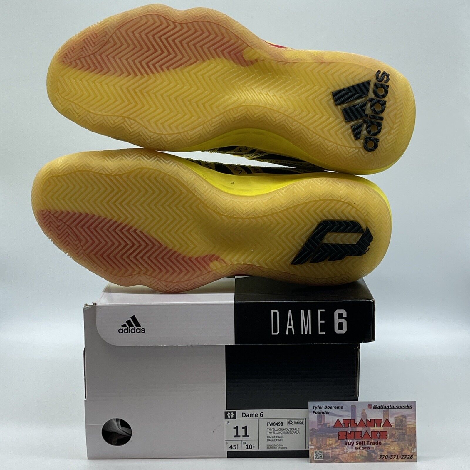 Size 11 - adidas Dame 6 Hot Rod Yellow Black Red (FW8498)