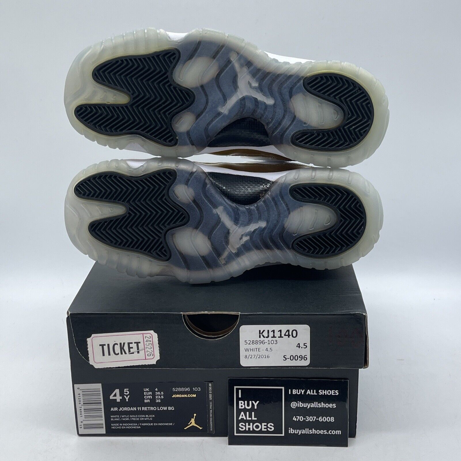Size 4.5 - Air Jordan 11 Retro Low Closing Ceremony Gold White (528896-103)