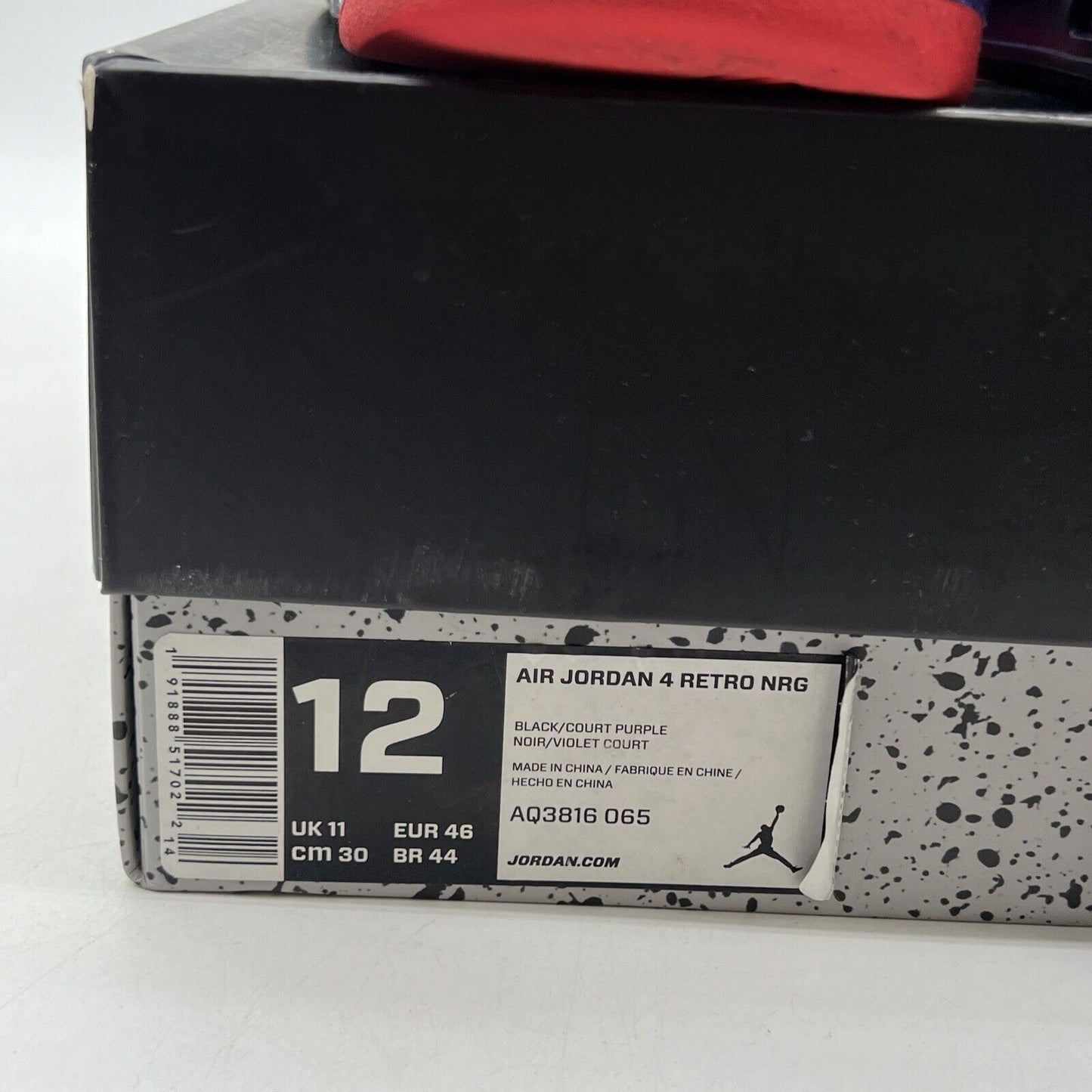 Size 12 - Jordan 4 Retro NRG Raptors 2018 Purple Red Black Suede (AQ3816-065)