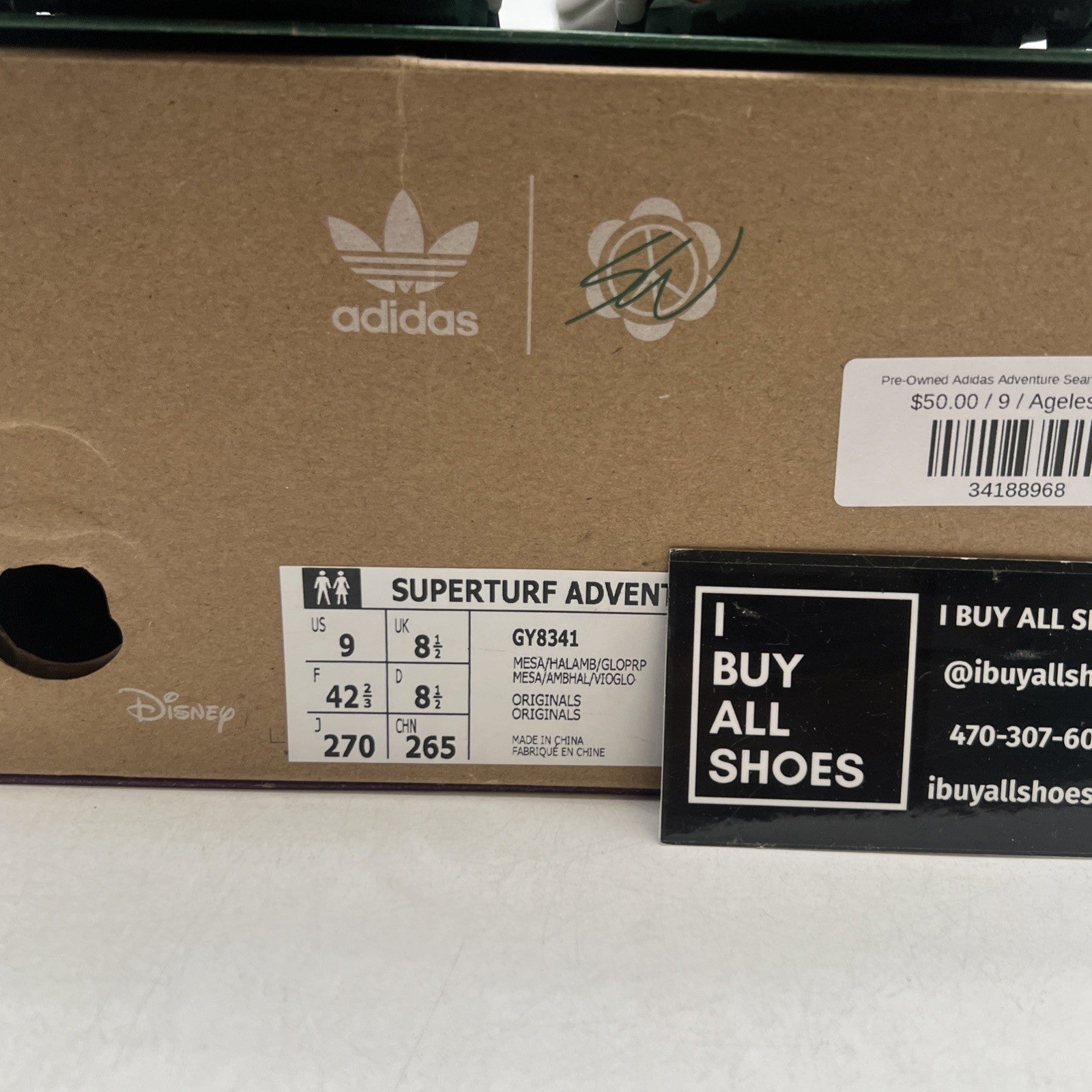 Size 9 - Sean Wotherspoon x Disney x Adidas Superturf Adventure Jiminy Cricket