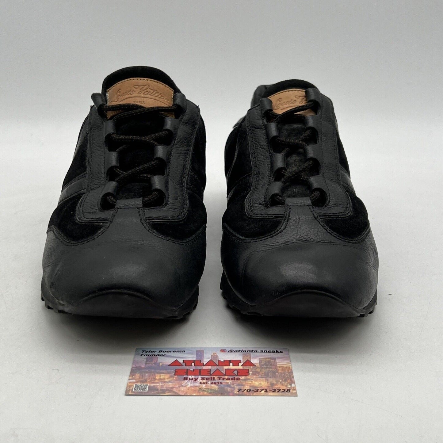 Size 13.5 - Louis Vuitton Low Top Sneakers LV Black Brown Leather Suede