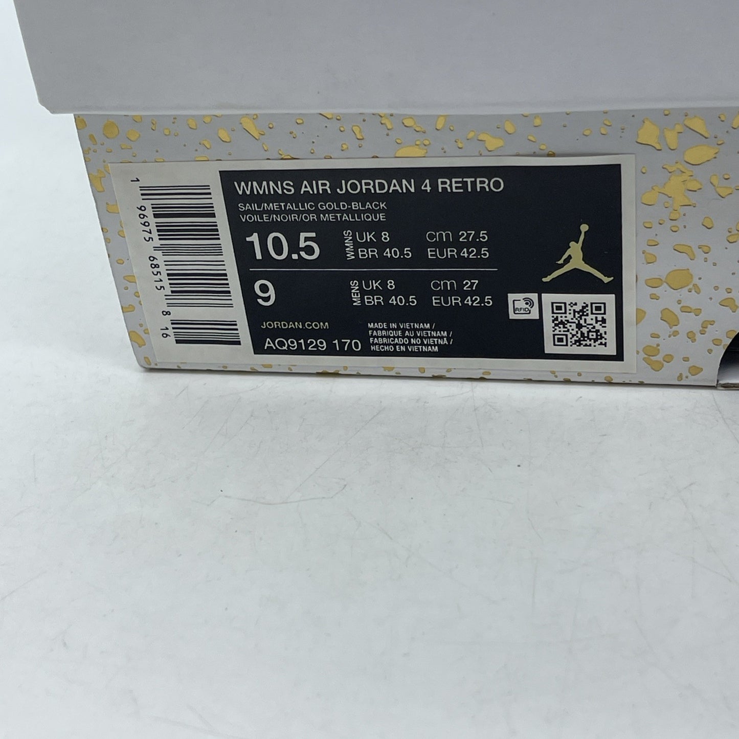 Size 10.5W - Air Jordan 4 Retro Metallic Gold (AQ9129-170)