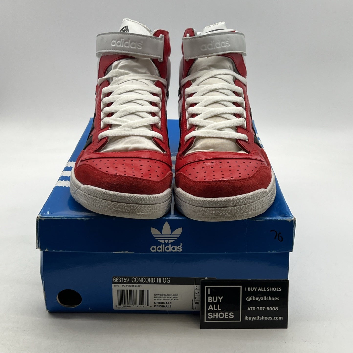 Size 11 - Adidas Concord Red Leather High Top Sneaker (663159)
