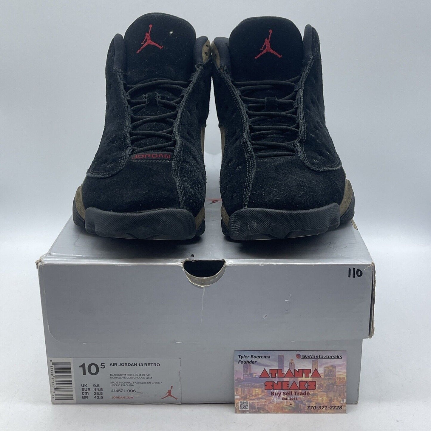 Size 10.5 - Air Jordan 13 Retro Olive Green Black Suede Leather (414571-006)