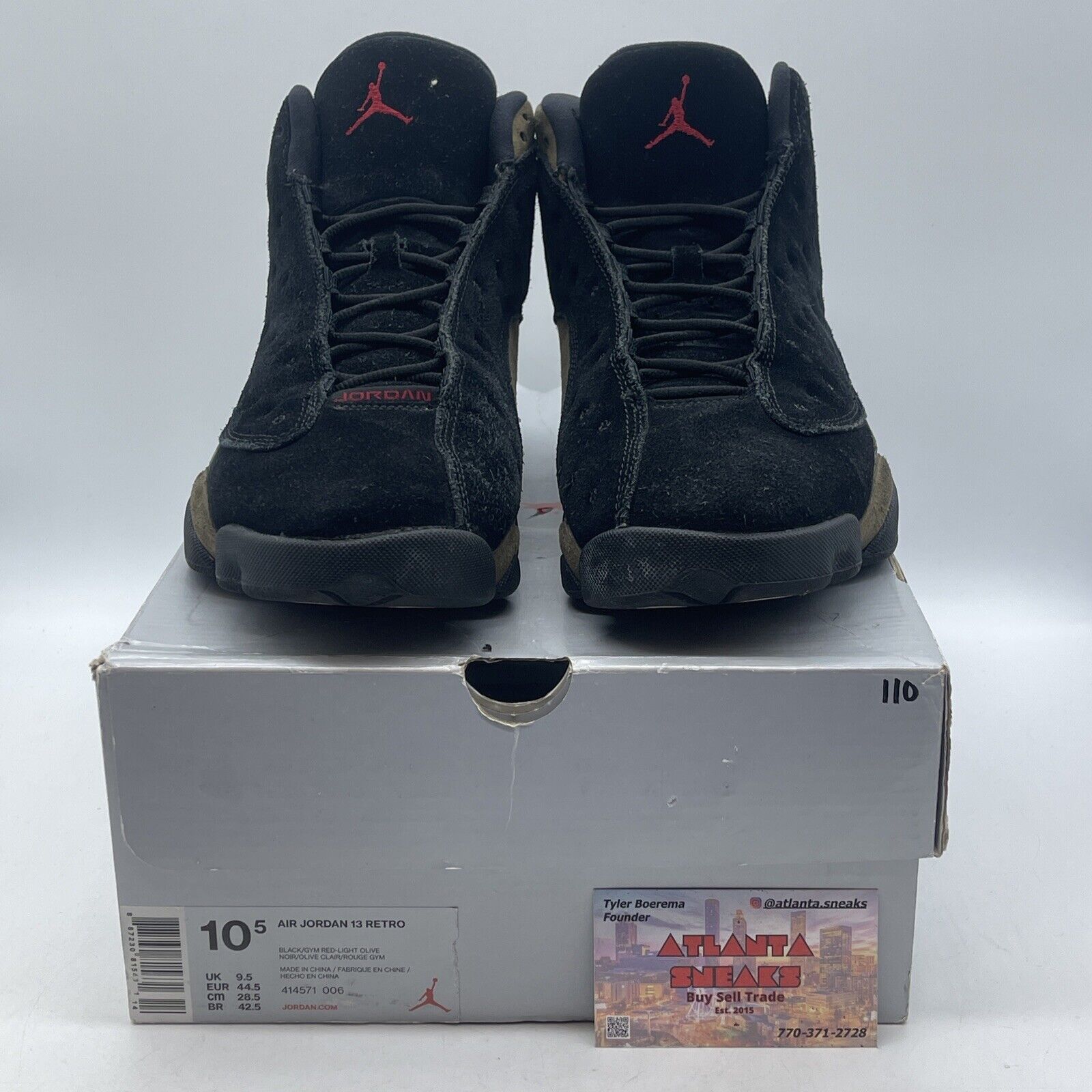 Size 10.5 - Air Jordan 13 Retro Olive Green Black Suede Leather (414571-006)