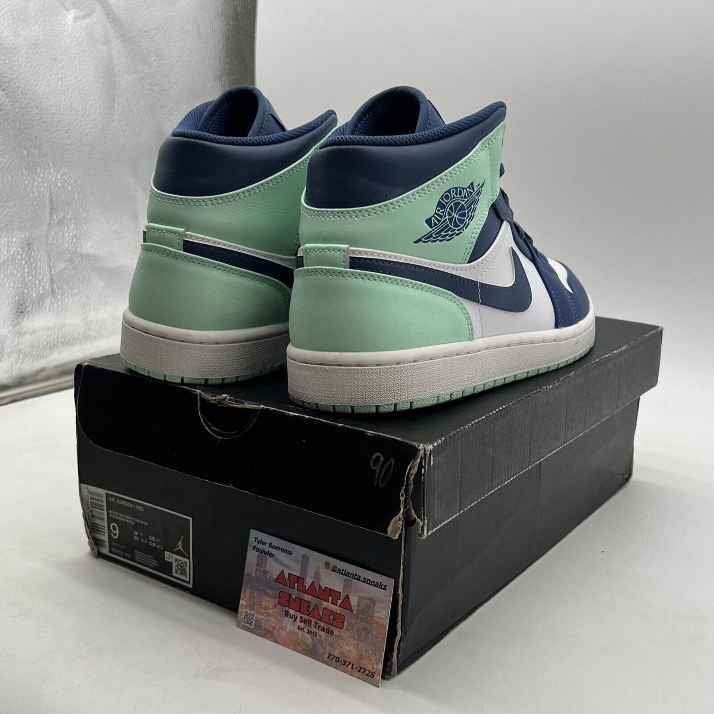 Size 9 - Air Jordan 1 Mid Blue Mint 2022 (554724-413)