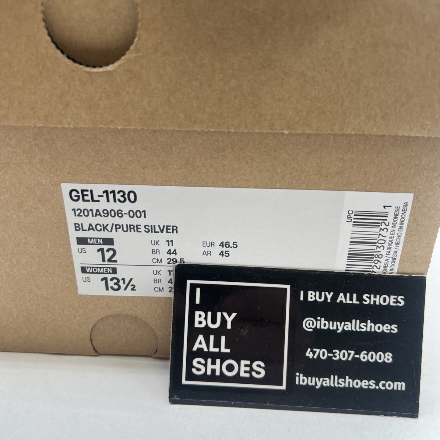 Size 12 - ASICS Gel 1130 Black Pure Silver (1201A906-001)