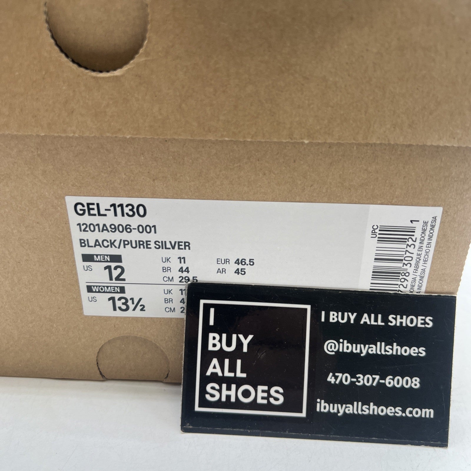 Size 12 - ASICS Gel 1130 Black Pure Silver (1201A906-001)