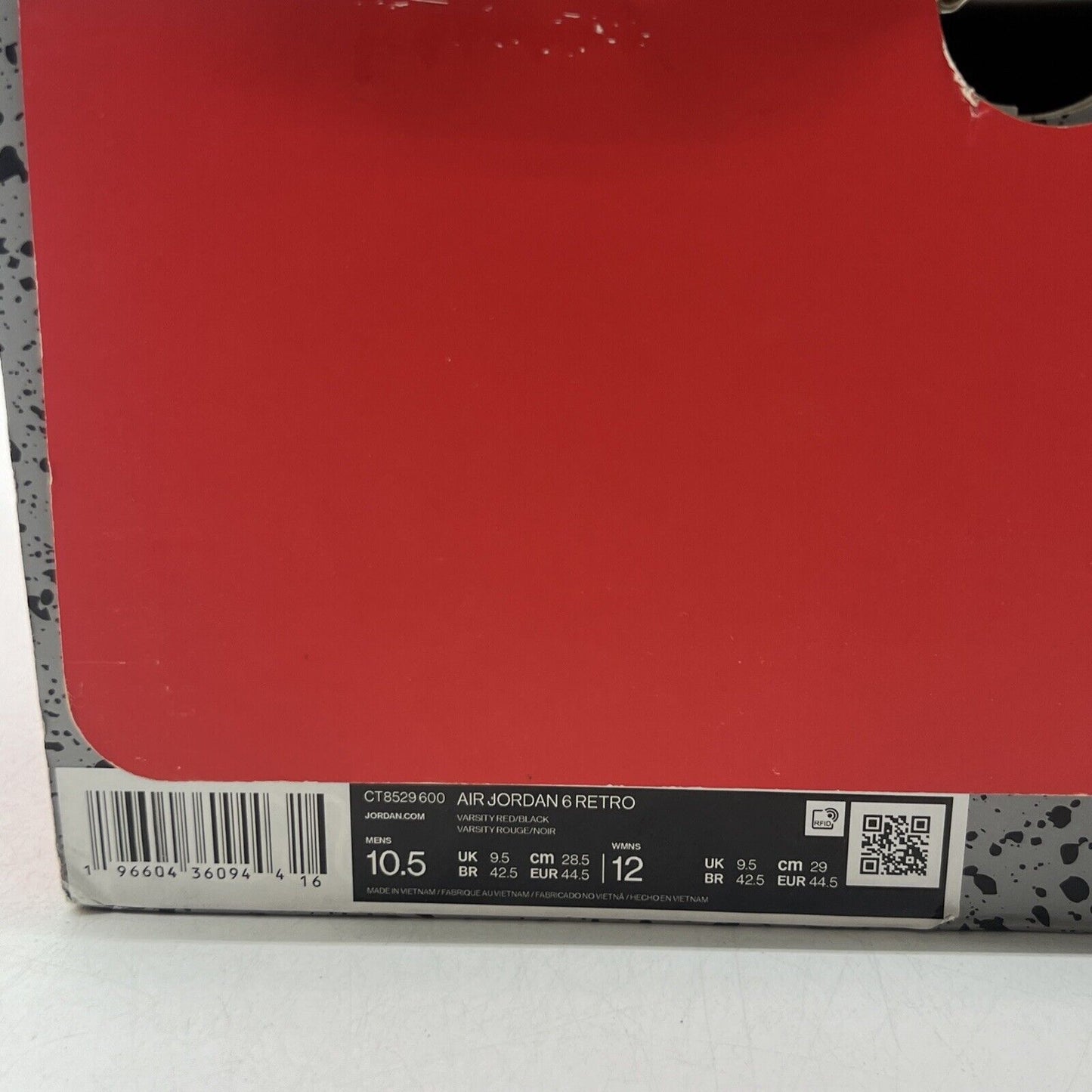 Size 10.5 - Air Jordan 6 Retro Toro Bravo Black Red Suede Icey (CT8529-600)