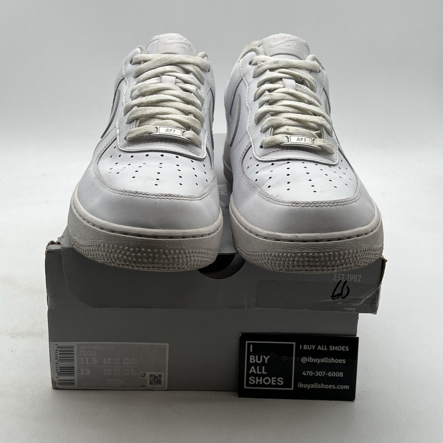 Size 11.5 - Nike Air Force 1 '07 Low Triple White (CW2288-111)