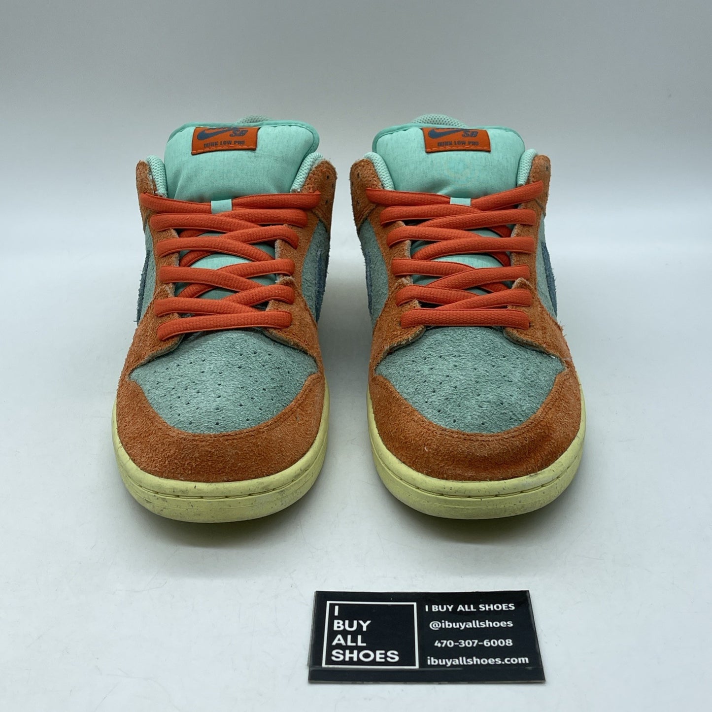 Size 12 - Nike Dunk SB Low Orange Emerald Rise Blue Suede (DV5429-800)
