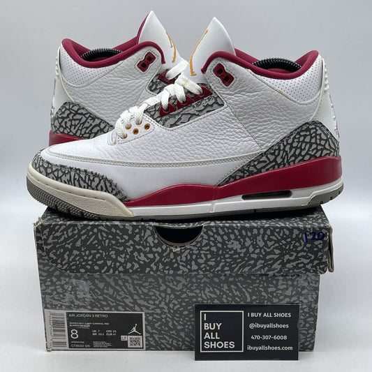 Size 8 - Jordan 3 Retro Mid Cardinal Red White Suede Leather (CT8532-126)