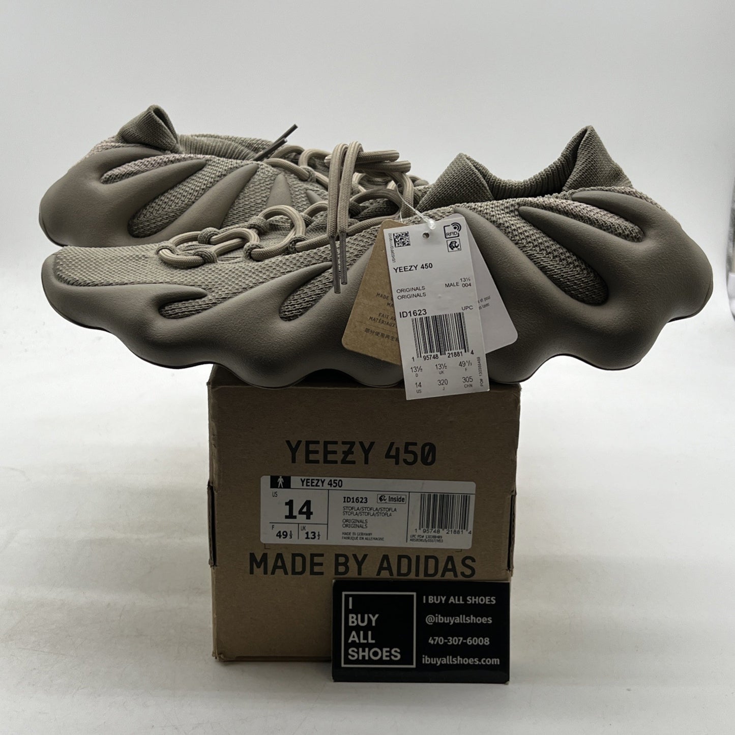 Size 14 - Adidas Yeezy 450 Stone Flax Brown Suede (ID1623)
