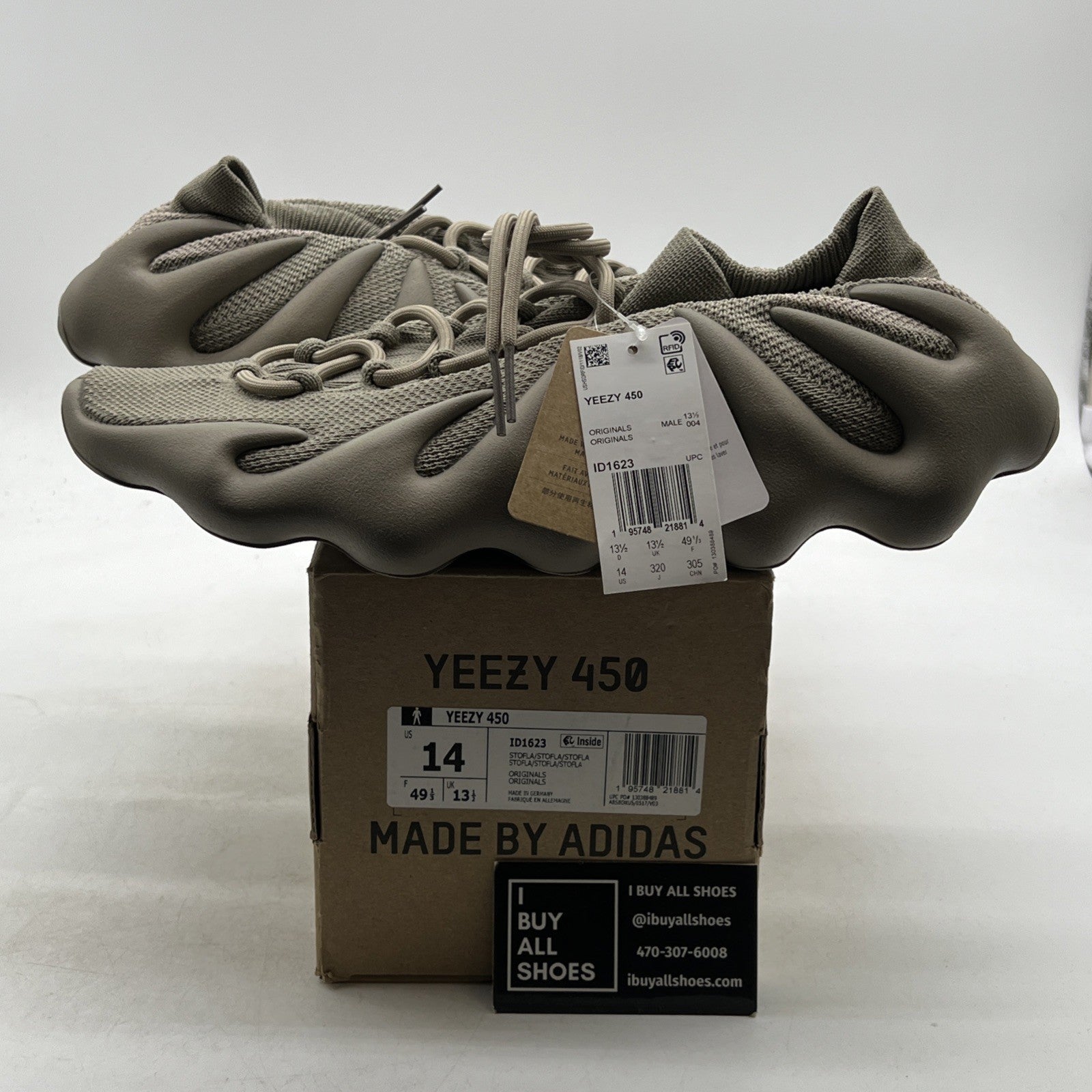 Size 14 - Adidas Yeezy 450 Stone Flax Brown Suede (ID1623)
