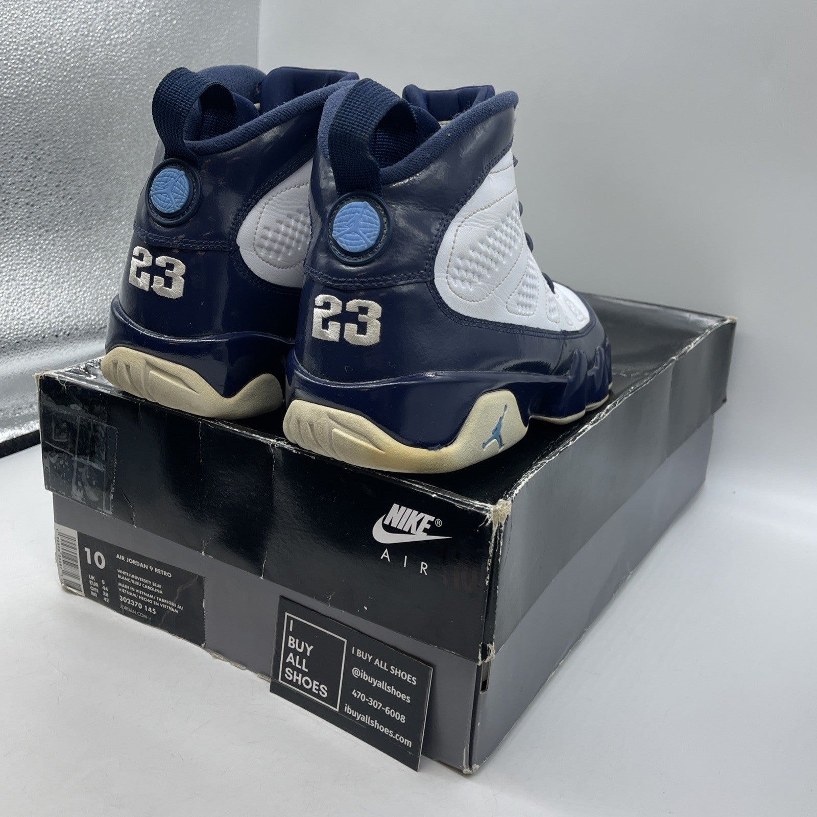 Size 10 - Air Jordan 9 Retro UNC Blue White Leather (302370-145)