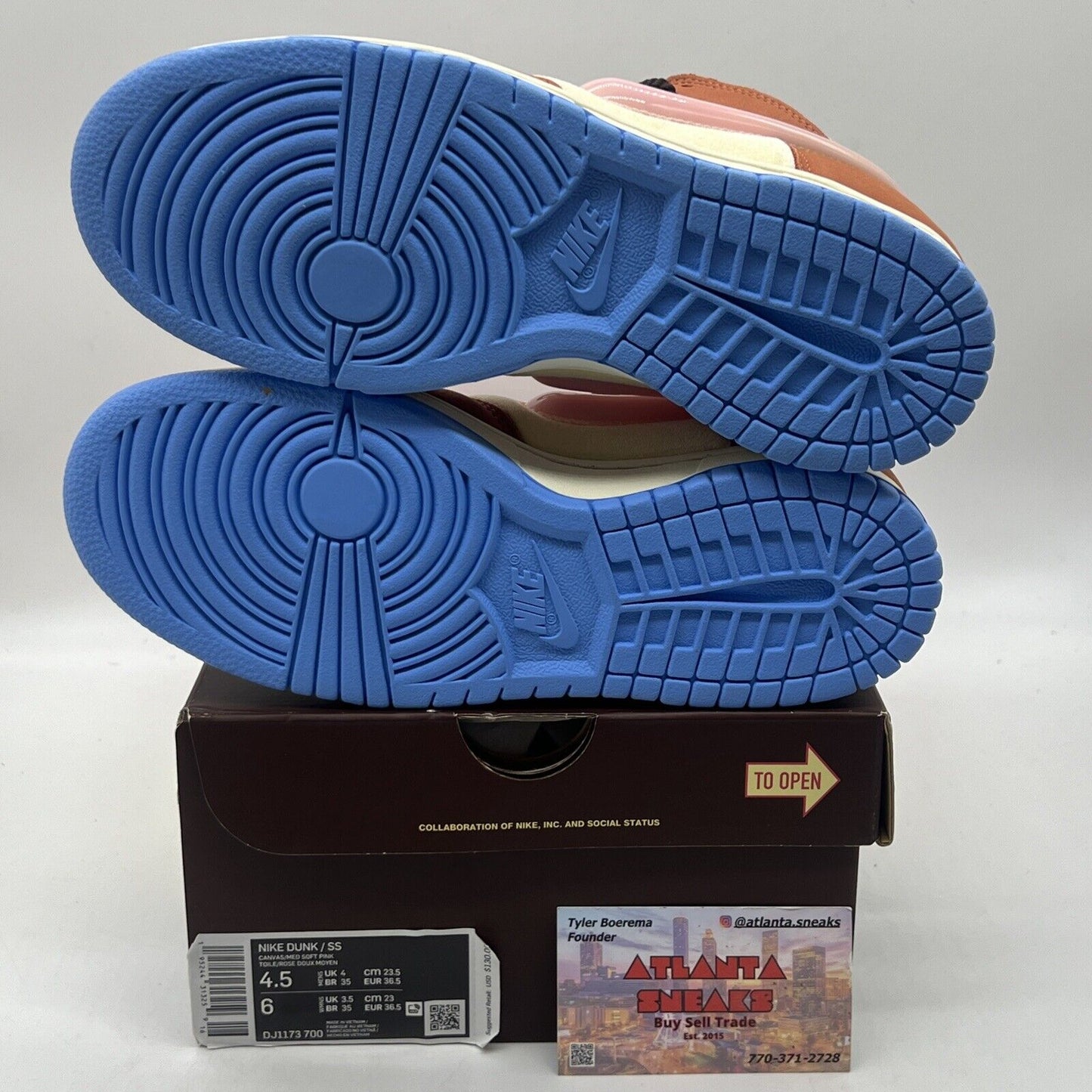 Size 4.5 - Nike Social Status x Dunk Mid Chocolate Milk Brand New Og All Pink