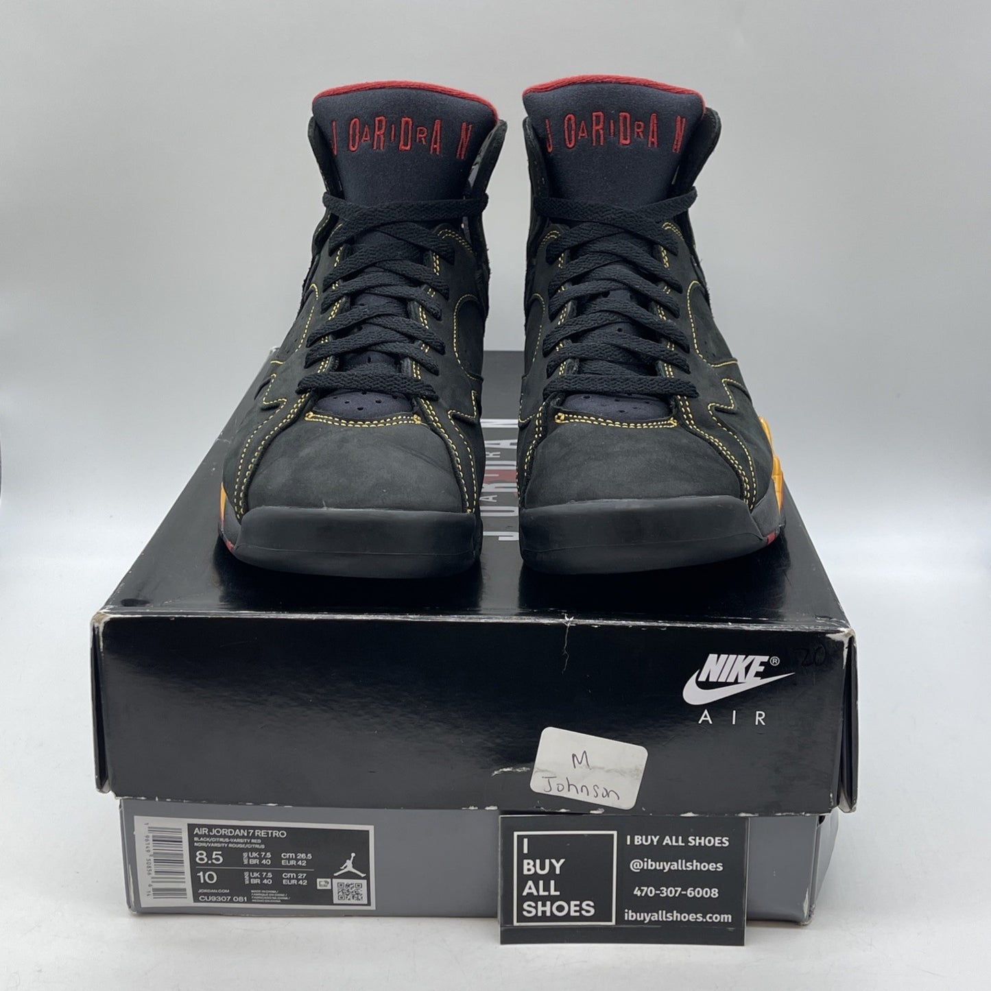 Size 8.5 - Jordan 7 Retro Citrus Black Yellow Black Suede (CU9307-081)