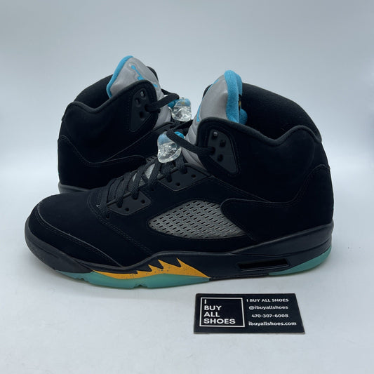 Size 11.5 - Jordan 5 Retro Mid Aqua Black Blue Yellow Suede (DD0587-047)