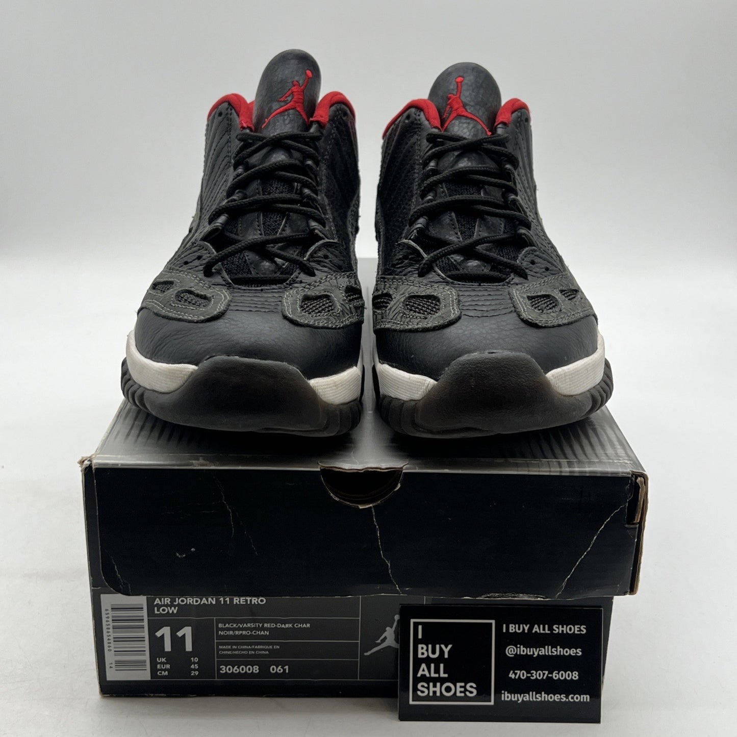 Size 11 - Air Jordan 11 Retro IE 2003 Low Black Charcoal Red (306008-061)