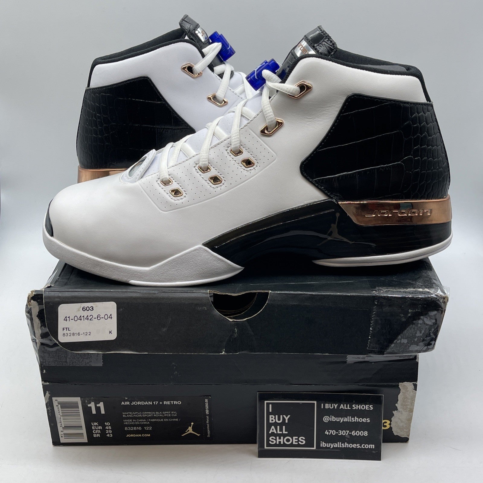 Size 11 - Air Jordan 17+ Retro 2016 Copper White Black Leather (832816-122)