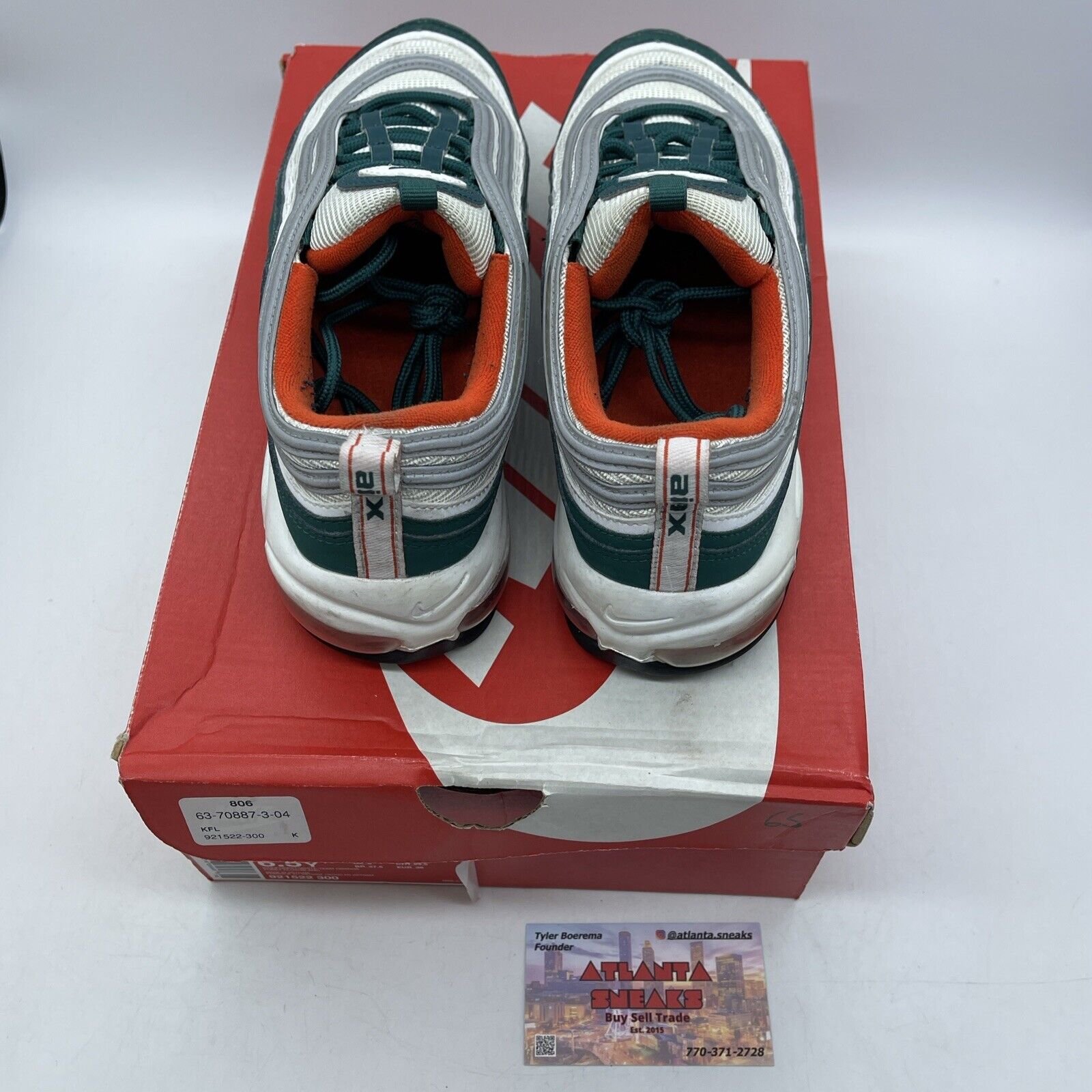 Size 5.5 (GS) - Nike Air Max 97 Low Miami Dolphins Leather (921522-300)