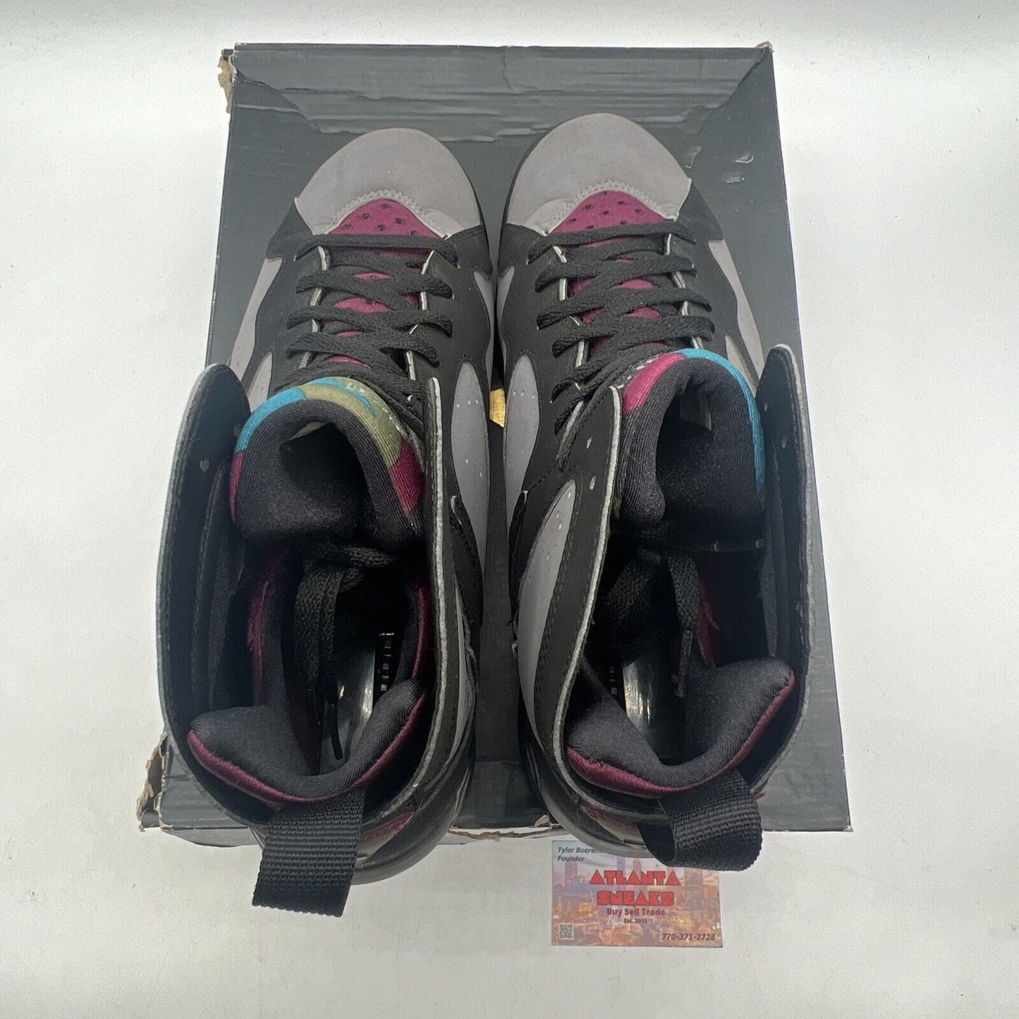 Size 11.5 - Jordan 7 Retro Bordeaux 2015 Grey Black Suede Maroon (304775-034)