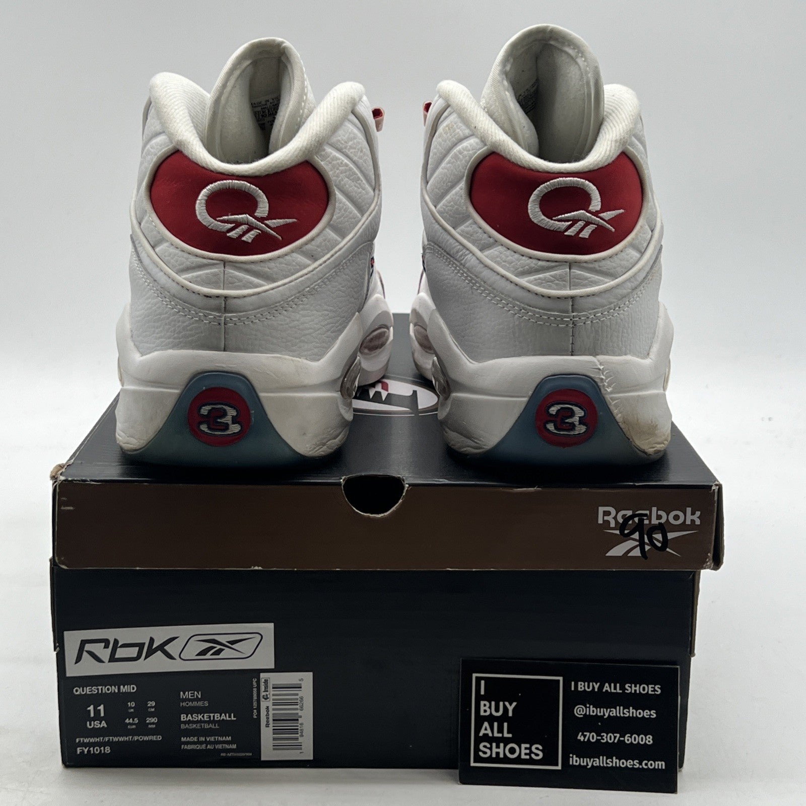Size 11 - Reebok Question OG 2020 Mid Red Toe (FY1018)