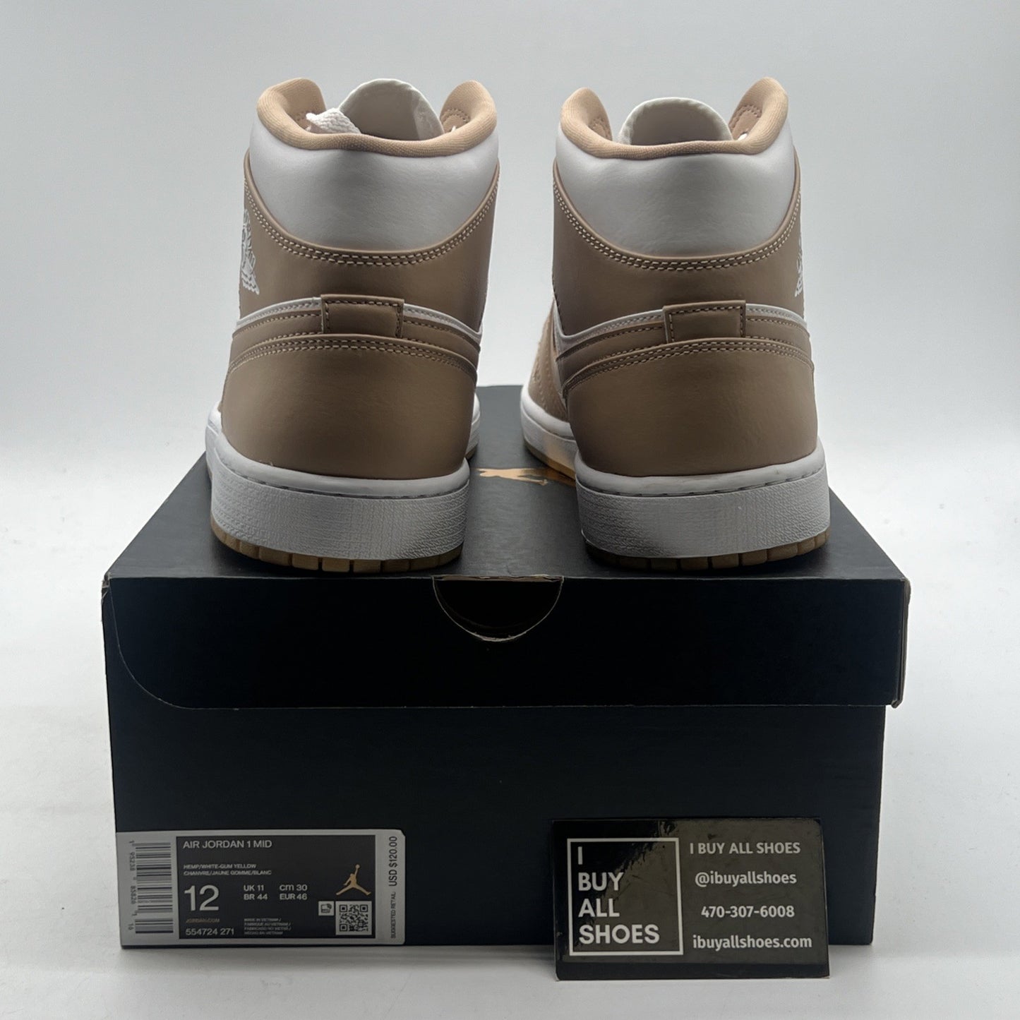 Size 12 - Air Jordan 1 Mid Tan Gum (554724-271)