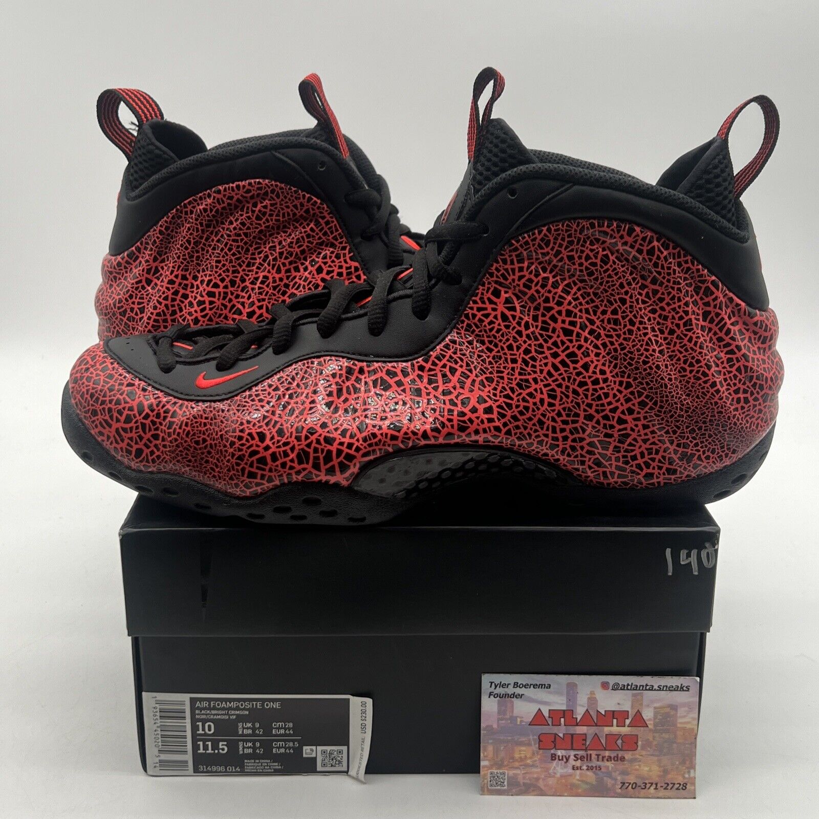 Size 10 - Nike Air Foamposite One Cracked Lava Red Black Suede (314996-014)