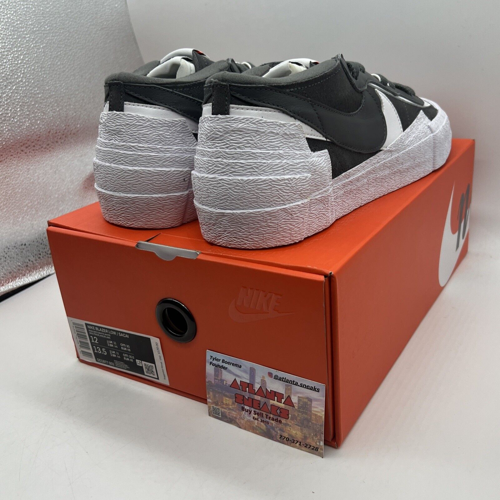 Size 12 - Nike Blazer Low Sacai Dark Grey Brand New Og All