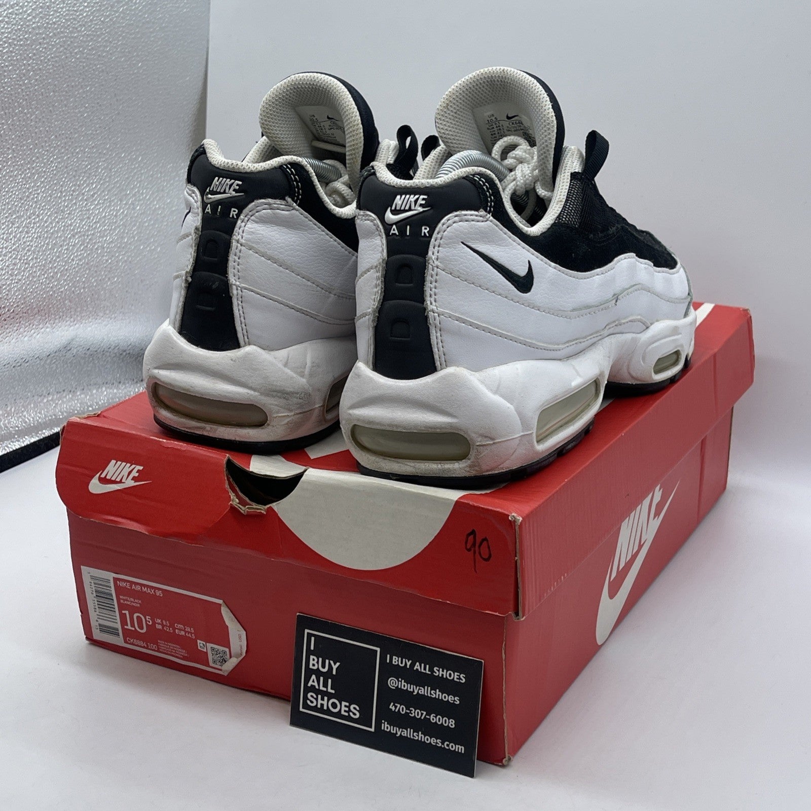 Size 10.5 - Nike Air Max 95 Ying Yang Pack White Black Leather (CK6884-100)