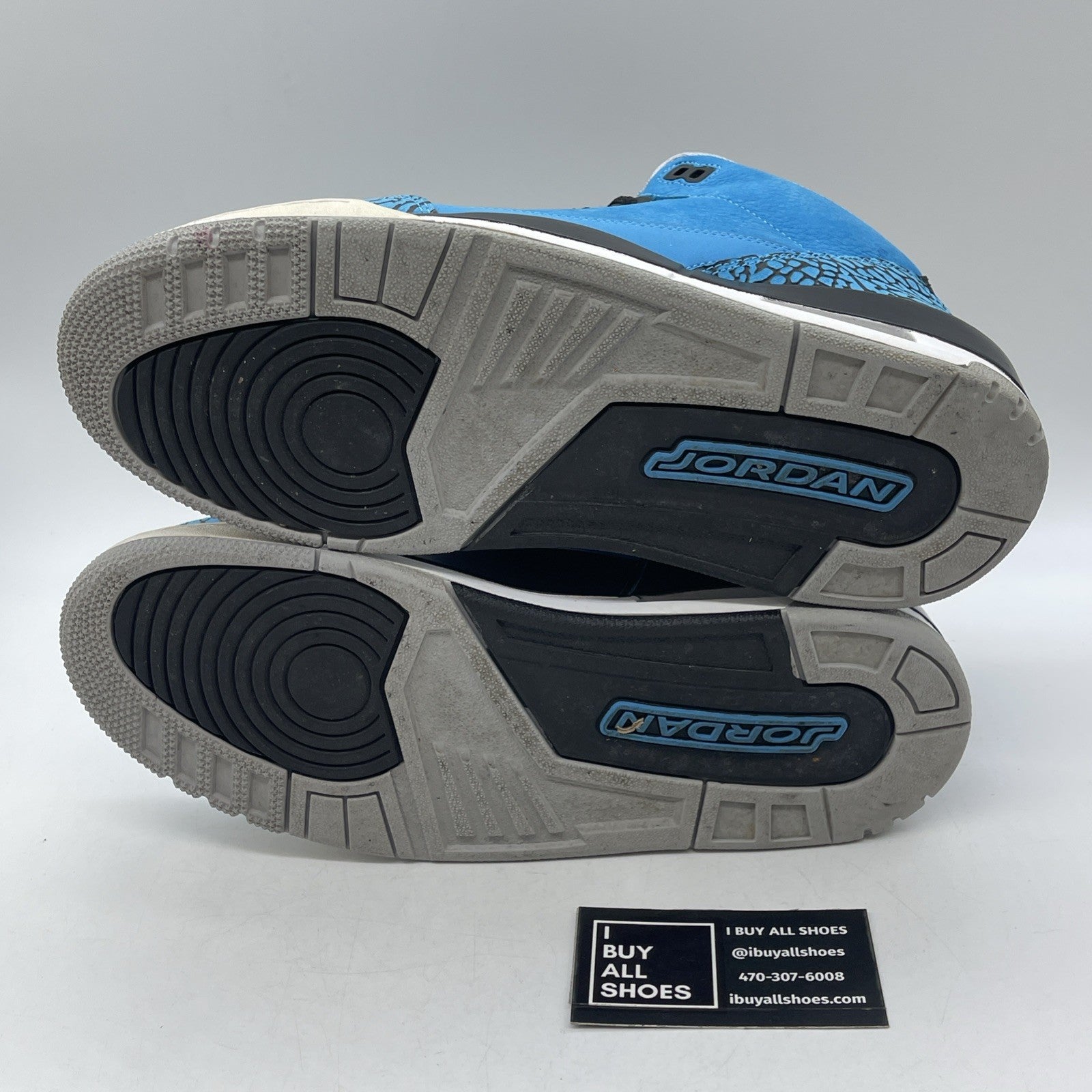 Size 9.5 - Air Jordan 3 Retro Powder Blue Black Suede (136064-406)
