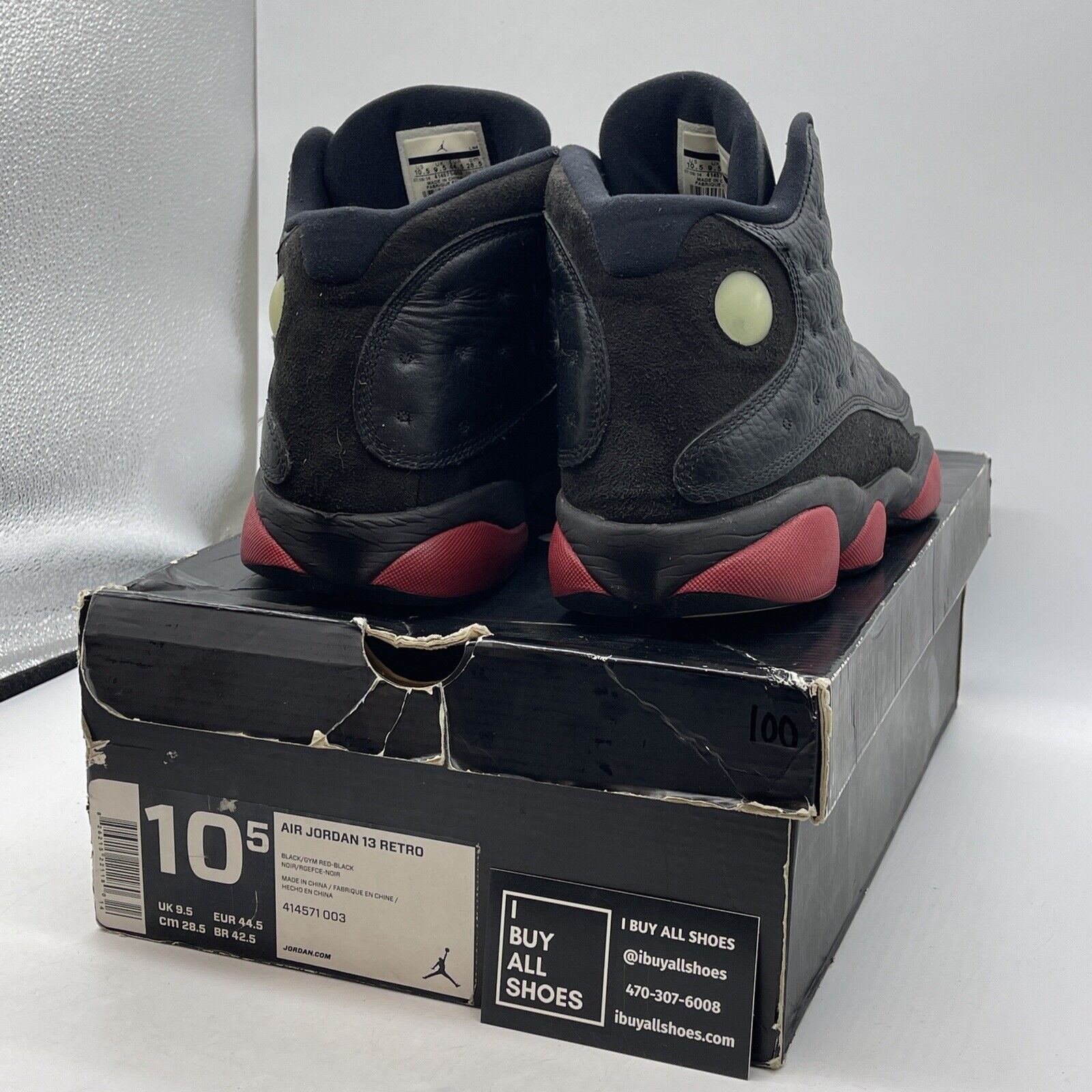 Size 10.5 - Air Jordan 13 Retro Dirty Bred Red Black Suede Leather (414571-003)