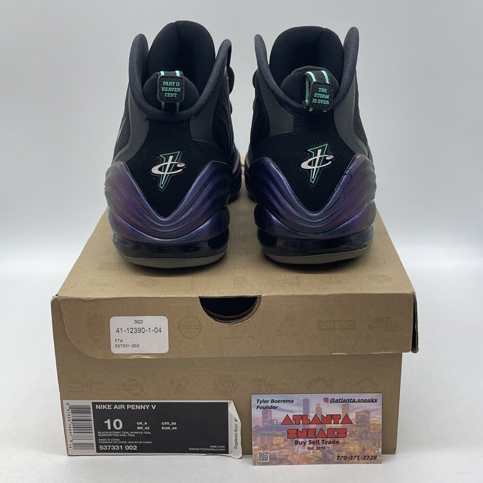 Size 10 - Nike Air Penny 5 Invisibility Cloak Black Purple Suede (537331-002