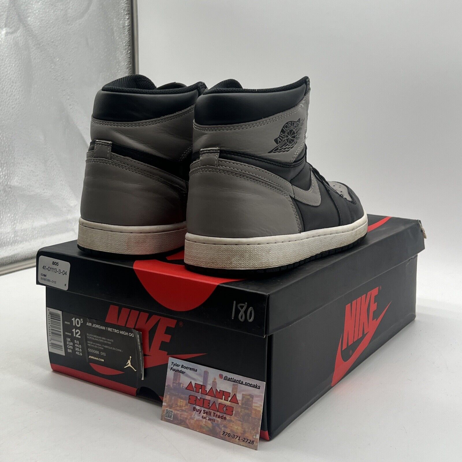 Size 10.5 - Jordan 1 Retro OG High Shadow Black Grey White Leather (555088-013)