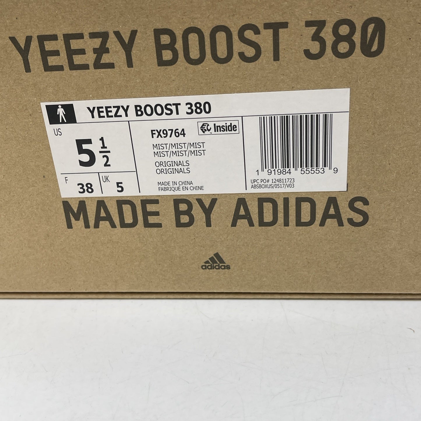 Size 5.5 - adidas Yeezy Boost 380 Mist Non-Reflective Grey Suede (FX9764)