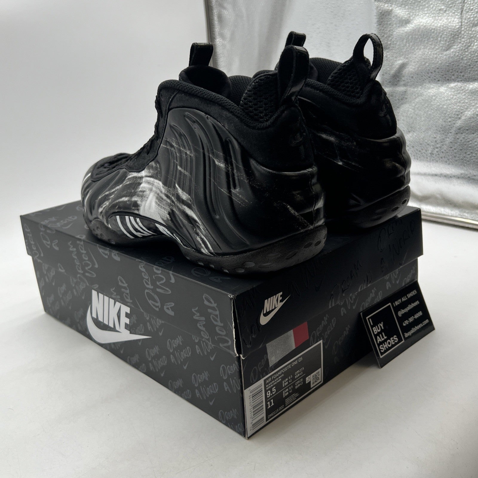Size 9.5 - Nike Air Foamposite One QS Dream A World - Black (DM0115-002)