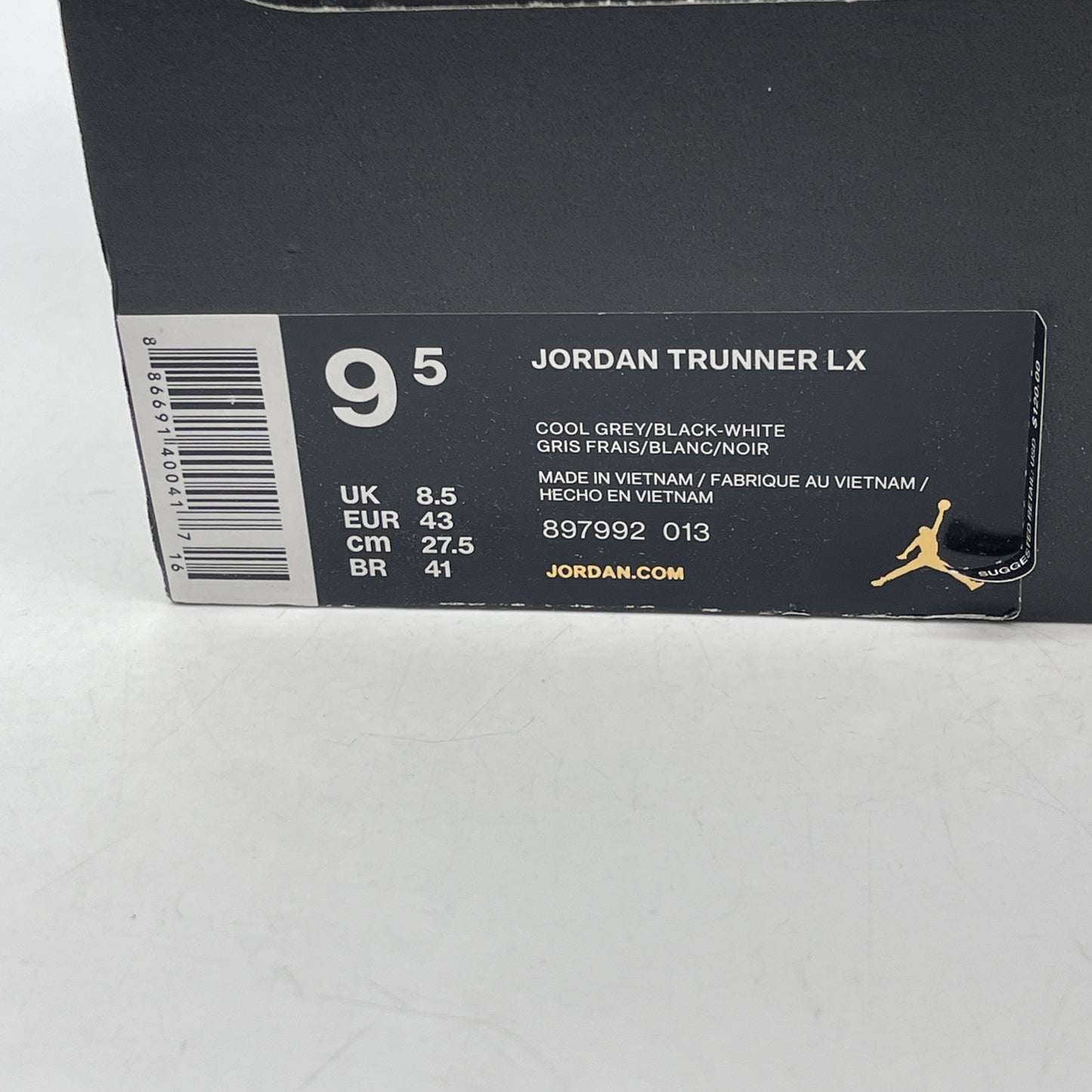 Size 9.5 - Jordan Trunner LX Cool Grey White Suede Leather (897992-013)