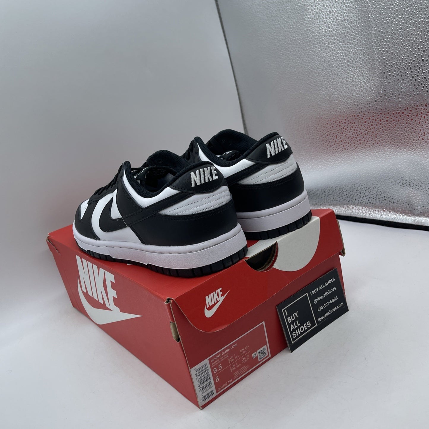 Size 9.5W - Nike Dunk Low Black White Leather (DD1503-101)