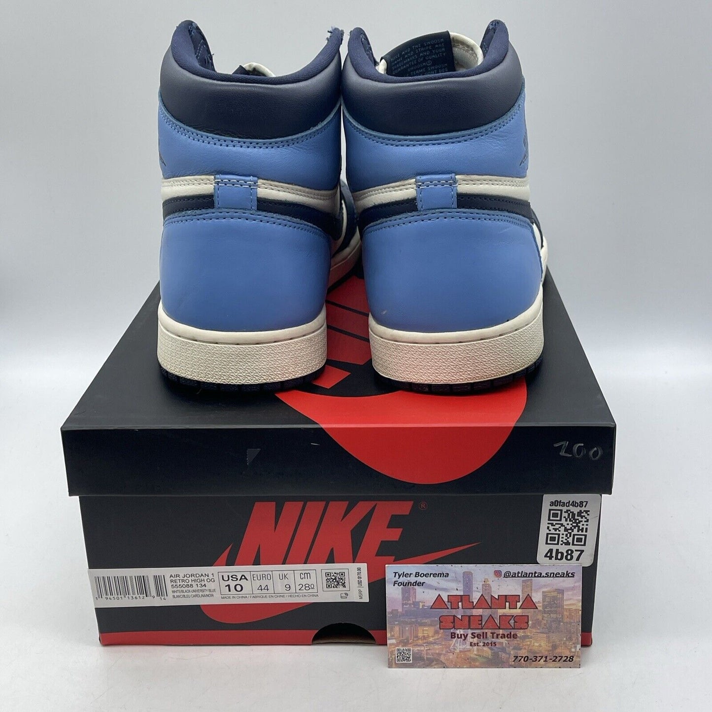 Size 10 - Jordan 1 Retro OG High University Blue White Leather (555088-134)