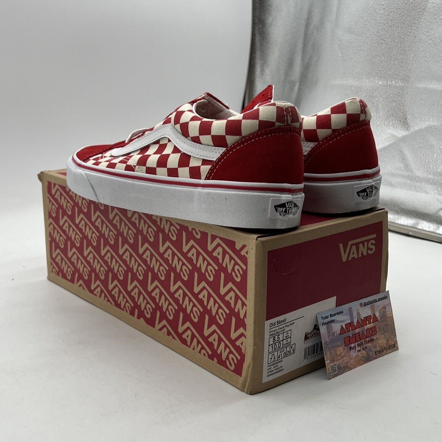 Size 8.5 - Vans Old Skool Shoes Red N White Checkered (VN0A38G1P0T)