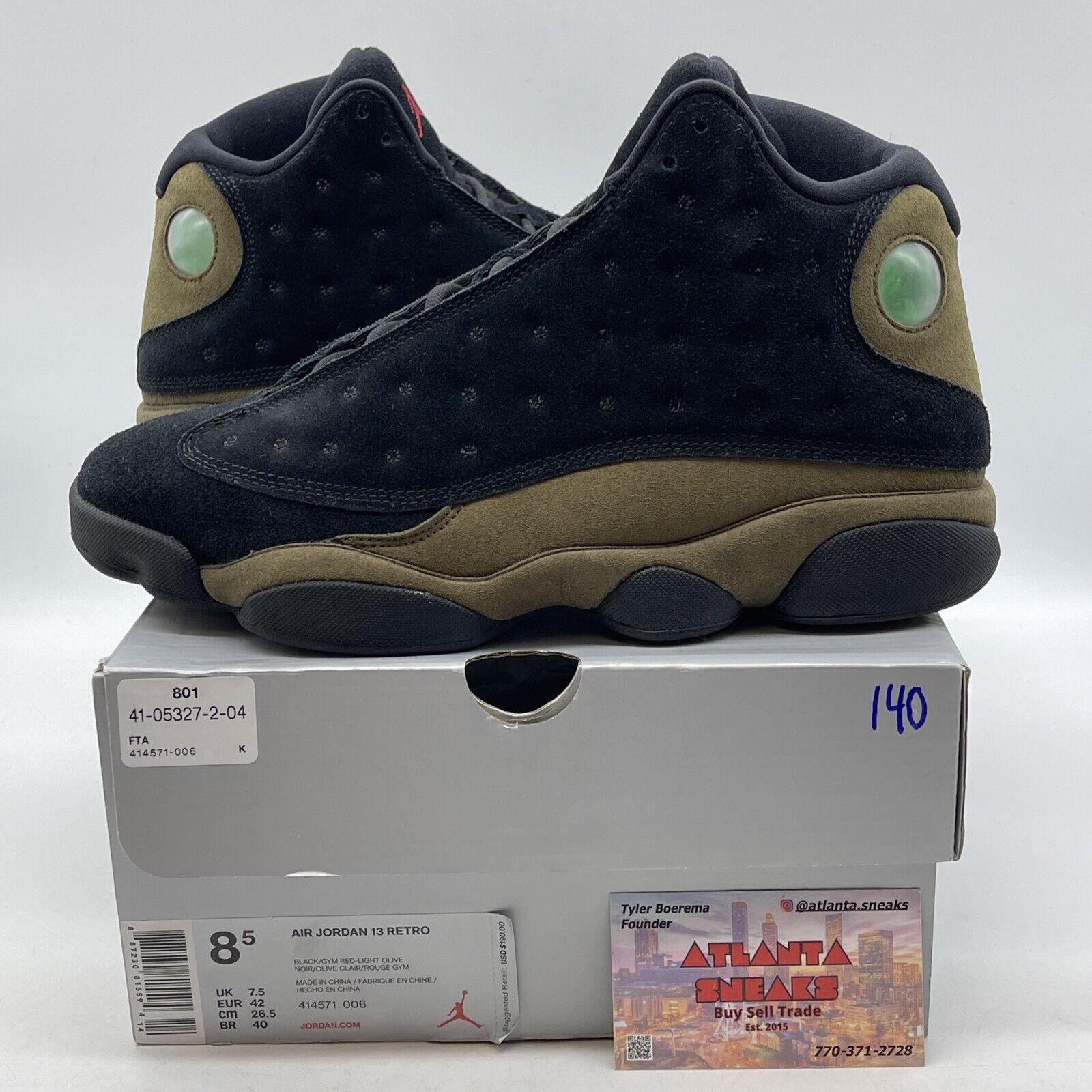 Size 8.5 - Air Jordan 13 Retro Olive Black (414571-006)