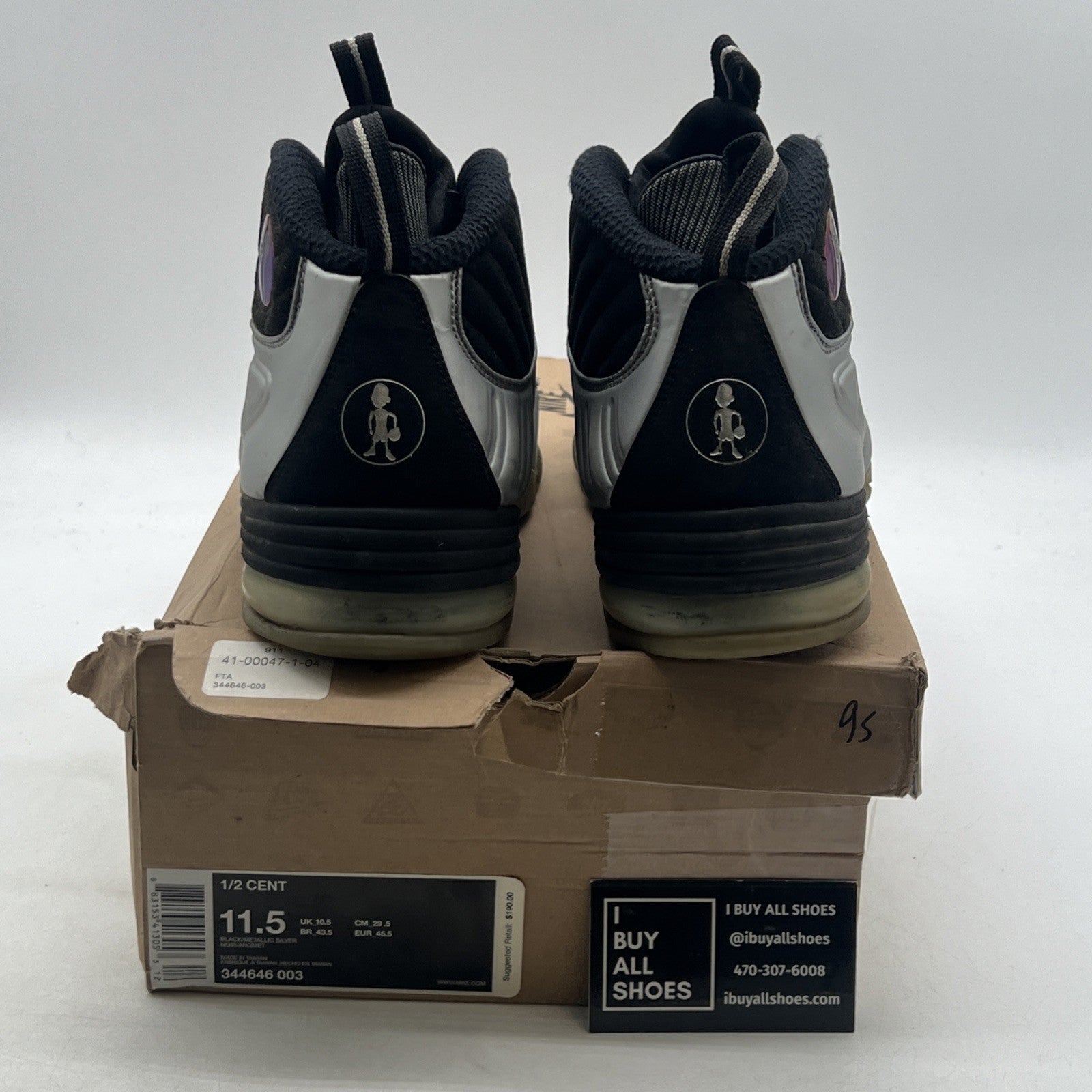 Size 11.5 - Nike 1/2 Cent Black Silver (344646-003)
