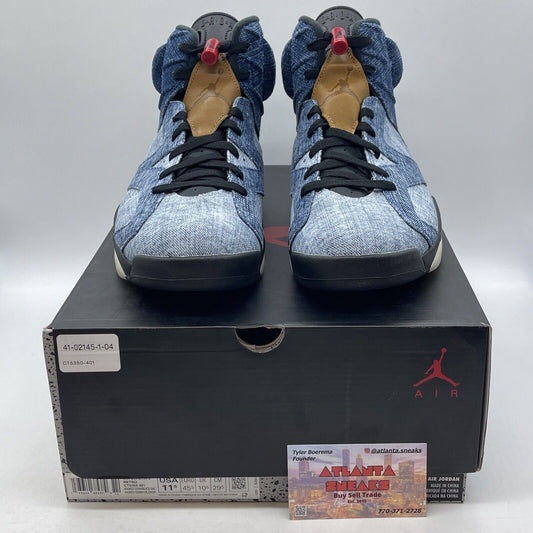 Size 11.5 - Air Jordan 6 Retro Washed Denim white Blue Brown (CT5350-401)
