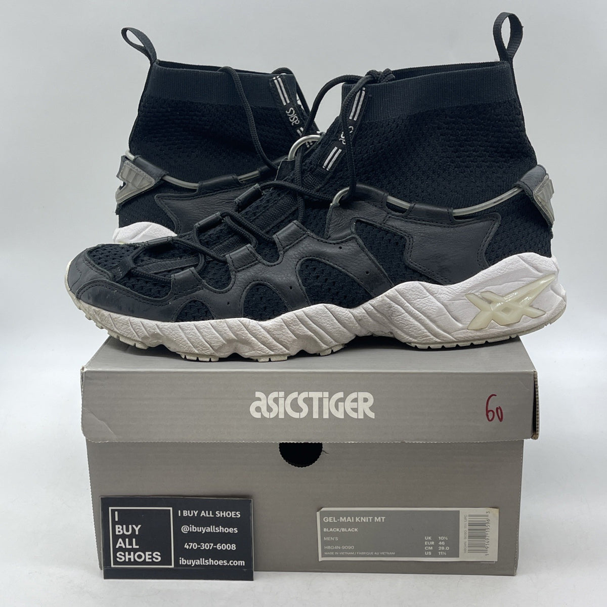 Size 11.5 - Asics Gel Kayano Trainer Knit Black White (H8G4N)