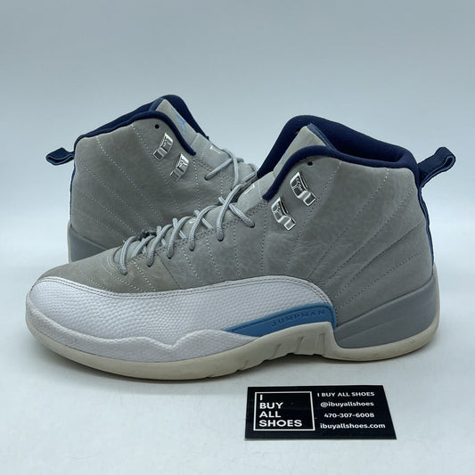 Size 10.5 - Air Jordan 12 Retro Grey University Blue Suede Leather (130690-007)