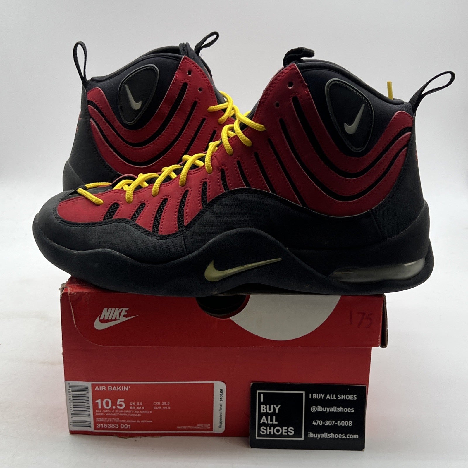 Size 10.5 - Nike Air Bakin 2013 Black Red (316383-001)